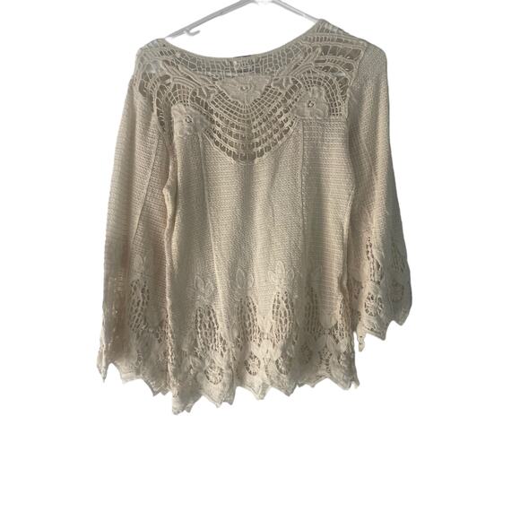 Miss Kelly 1999 Size Small Cream Crochet Boho Cottage Top - Picture 8 of 8